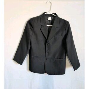 Boys Size 10 Black Suit Jacket Blazer Formal 3 Button Shoulder Pads, Wedding,